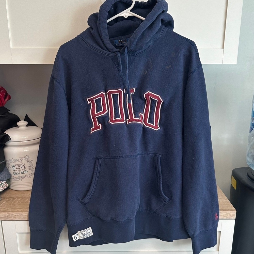 Polo Ralph Lauren The RL Fleece Logo Hoodie Thrashed Letterman Logo Flawed XL